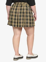 Yellow Plaid O-Ring Pleated Skirt Plus