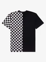 Black & White Checkered Split T-Shirt