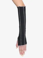 Black Contrast Stitch Arm Warmers