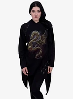 Dragon Cogs Lace Up Asymmetrical Hoodie