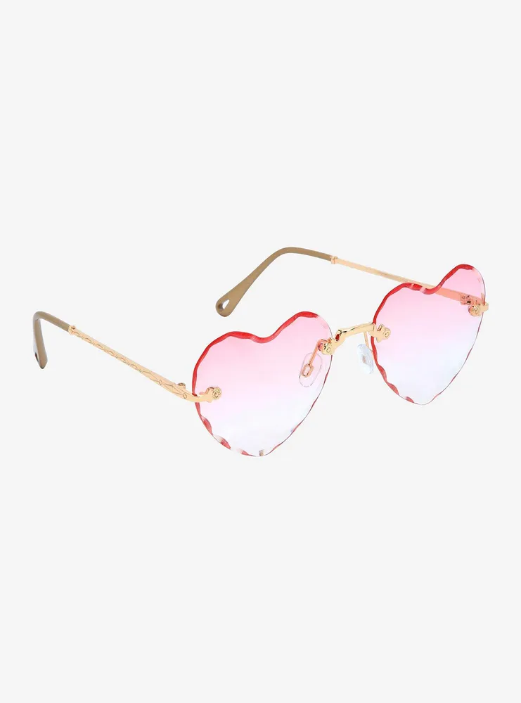 Pastel Ombre Pink Textured Heart Sunglasses