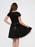 Black Cap Sleeve Swing Dress