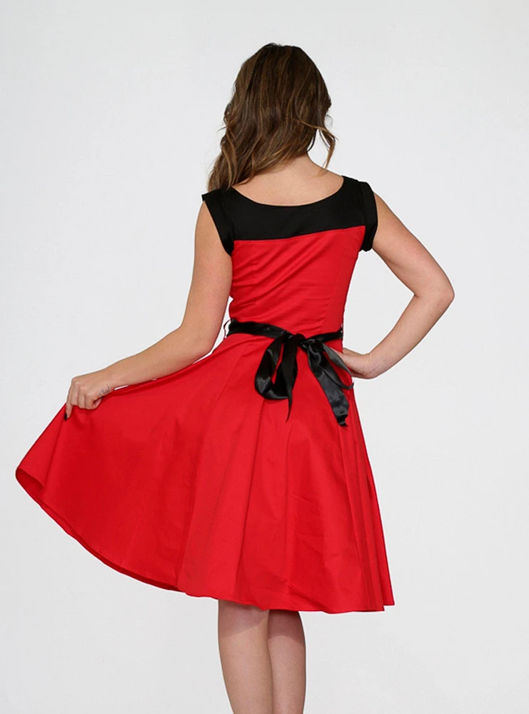Retro Red Black Swing Dress