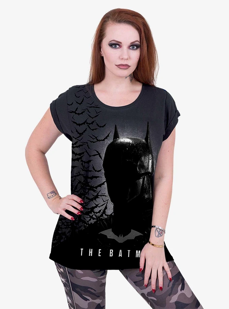 DC Comics The Batman Shadow Bats Roll Sleeve T-Shirt