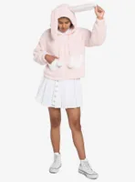 Pink Bunny Sherpa 3D Ears Girls Hoodie