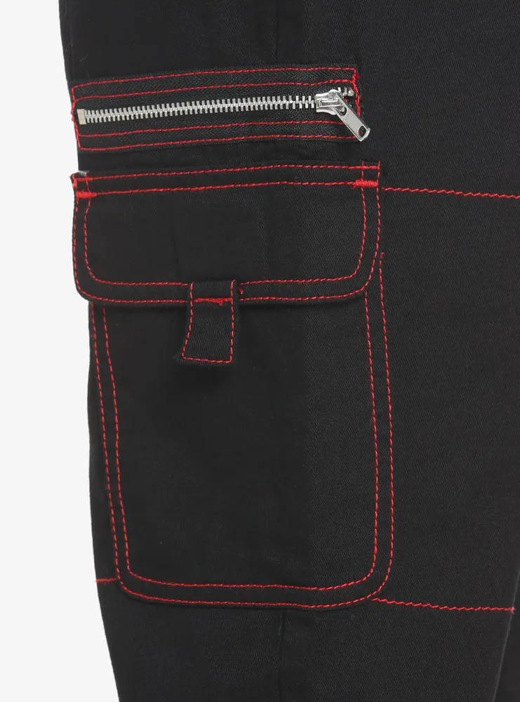 Black & Red Cargo Jogger Pants
