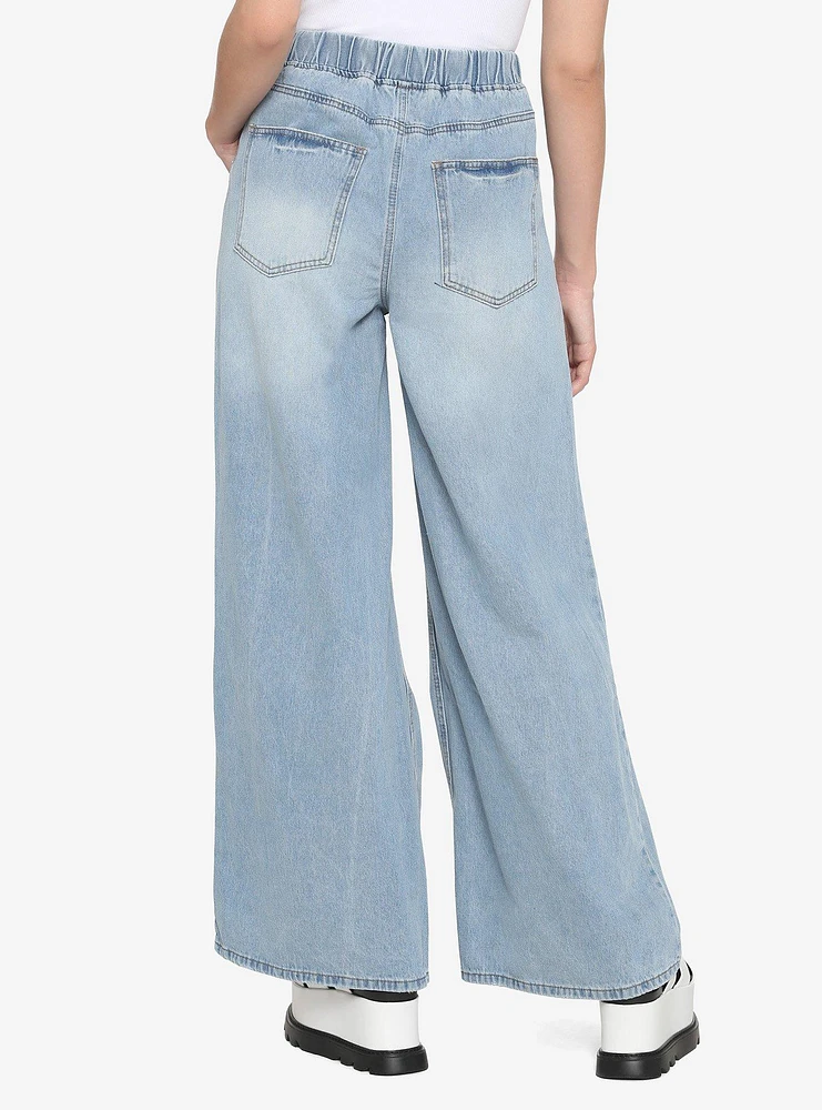 Destructed Wide Leg Denim Jeans