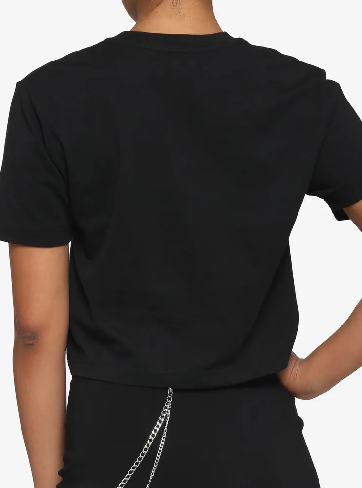 Black Drawstring Girls Crop T-Shirt