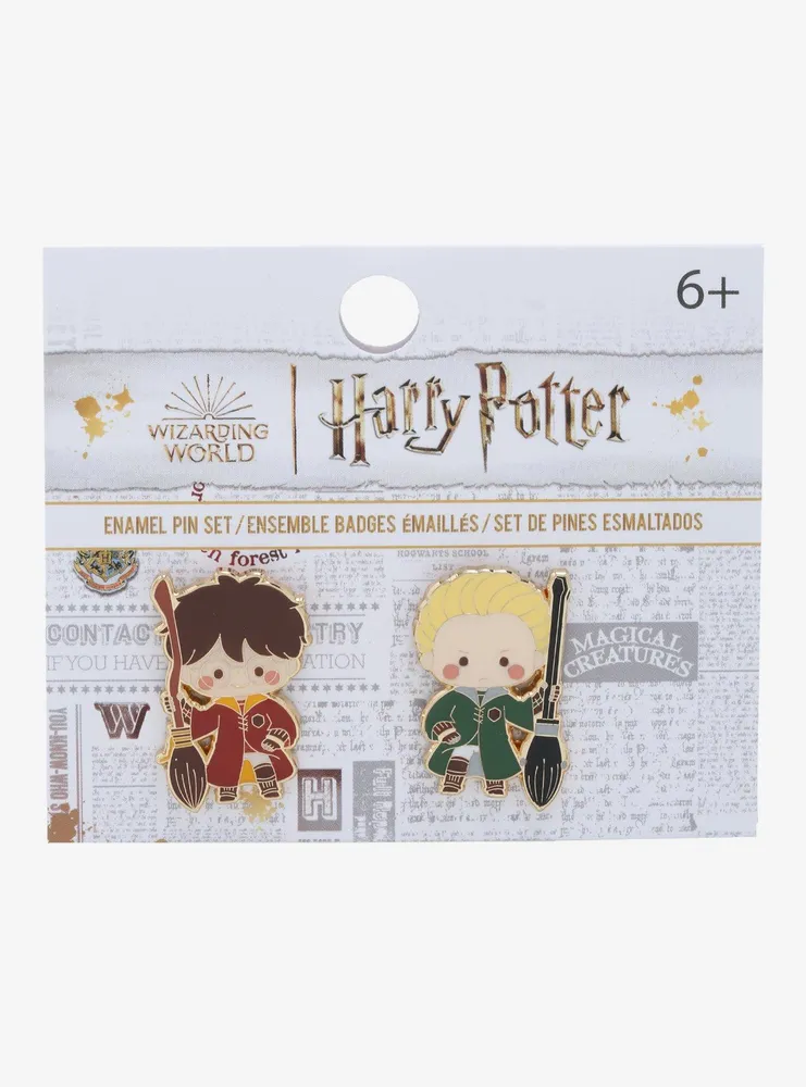 Loungefly Harry Potter Chibi Harry & Draco Quidditch Enamel Pin Set - BoxLunch Exclusive
