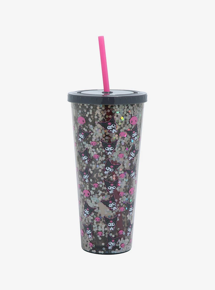 Kuromi Skull Glitter Acrylic Travel Cup