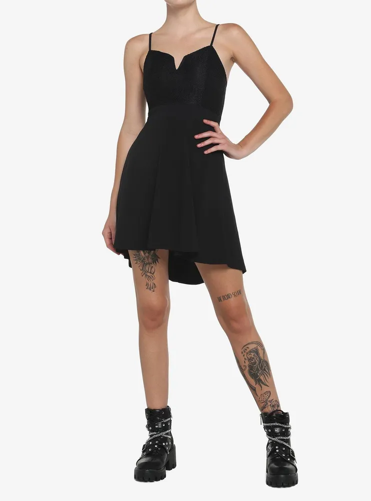 Black Hi-Low Skater Dress