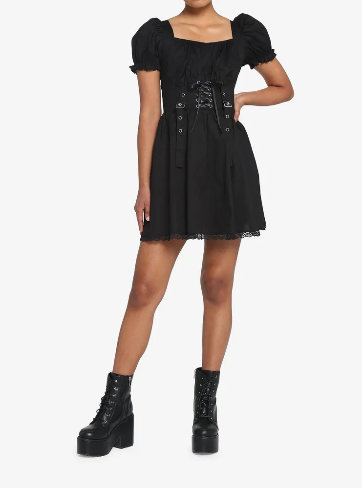 Black Corset Grommet Dress