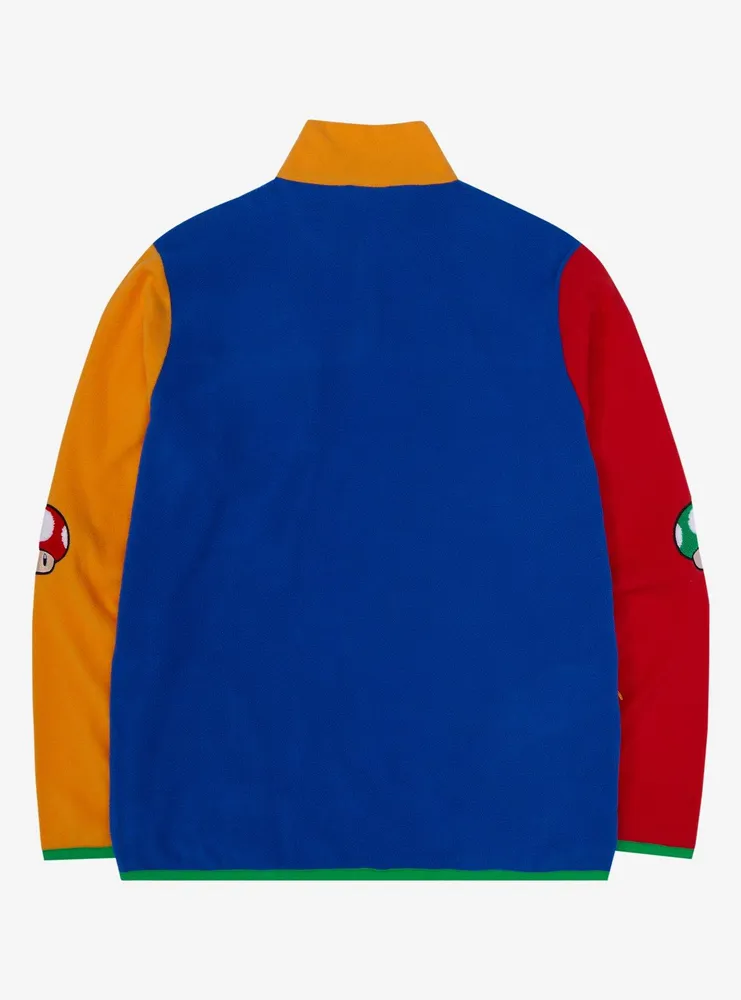 Nintendo Super Mario Bros. Icons Color Block Fleece Jacket - BoxLunch Exclusive