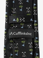 Golf Course Black Silk Men's Tie