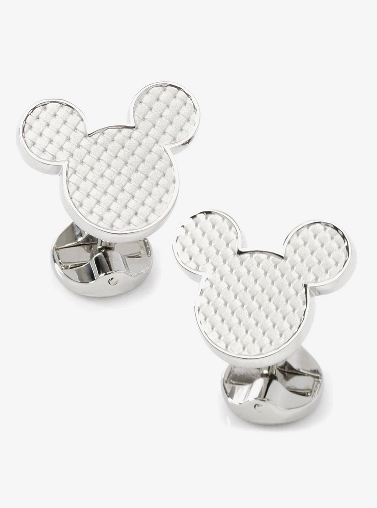 Disney Mickey Mouse Silhouette Basket Weave Cufflinks