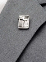 Stainless Steel Radiant Cross Lapel Pin