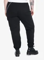 Black Side Chain Cargo Jogger Pants Plus