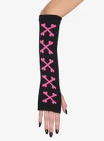 Black & Pink Crossbones Arm Warmers