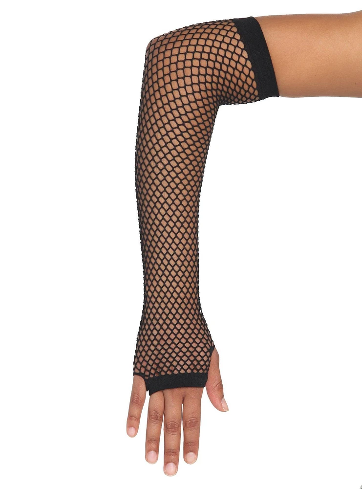 Black Fishnet Fingerless Arm Warmers
