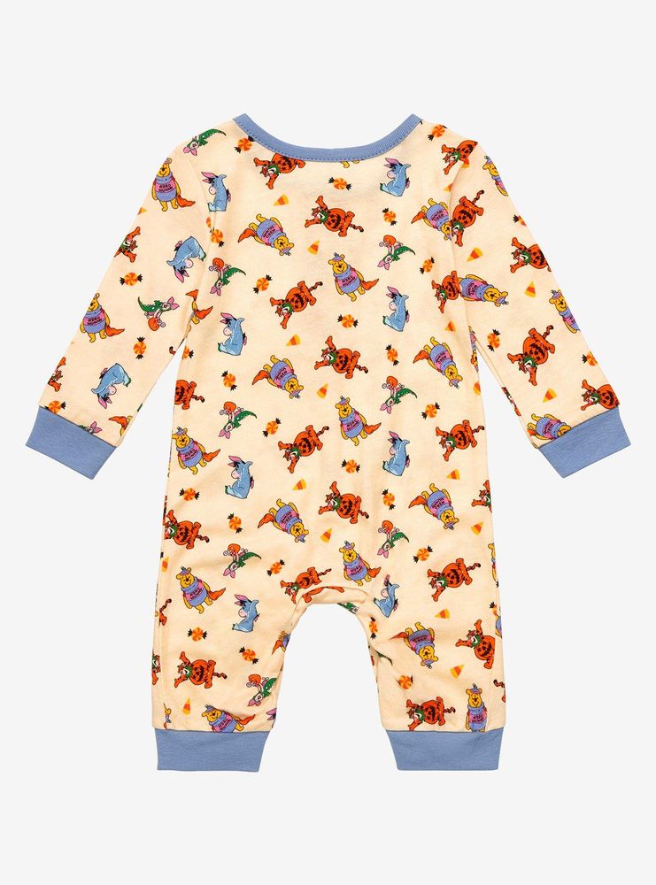 Disney Winnie the Pooh Trick-or-Treat Allover Print Long-Sleeve Infant One-Piece - BoxLunch Exclusive