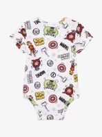 Marvel Avengers Sketch Art Character Portrait Allover Print Infant One-Piece - BoxLunch Exclusive