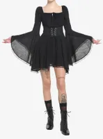Black Corset Bell Sleeve Dress