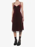 Burgundy Velvet Slip Midi Dress