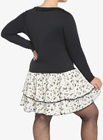 Black Mushroom Girls Crop Long-Sleeve Top Plus Size