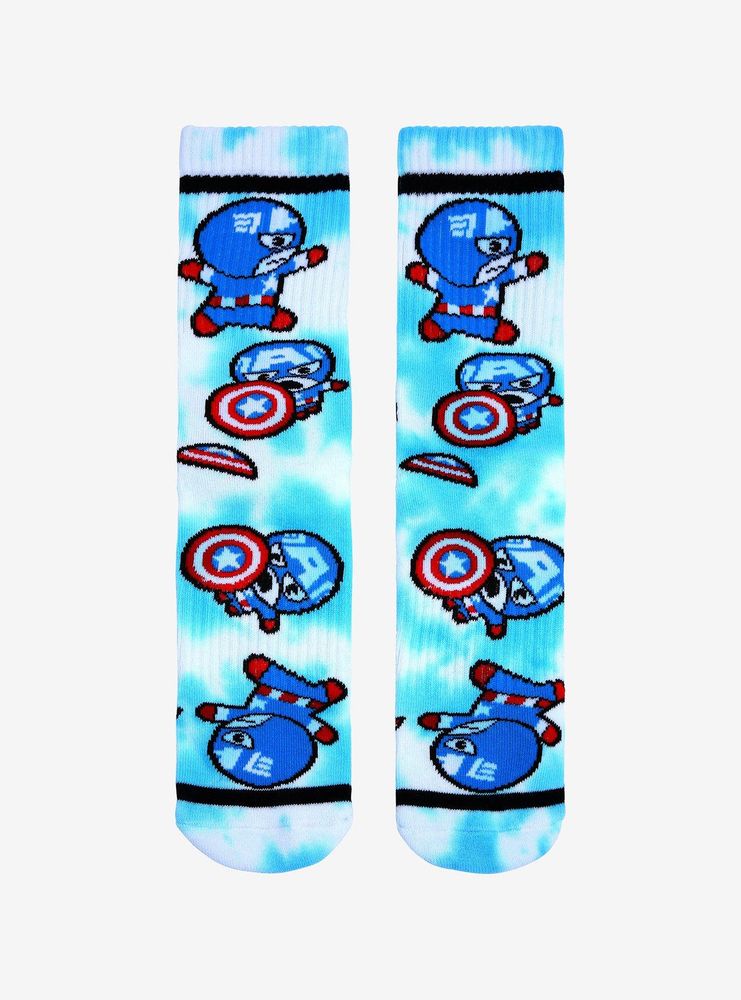 Marvel Captain America Chibi Cap Tie-Dye Crew Socks - BoxLunch Exclusive