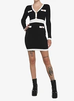 Black & White Rib Knit Suit Dress