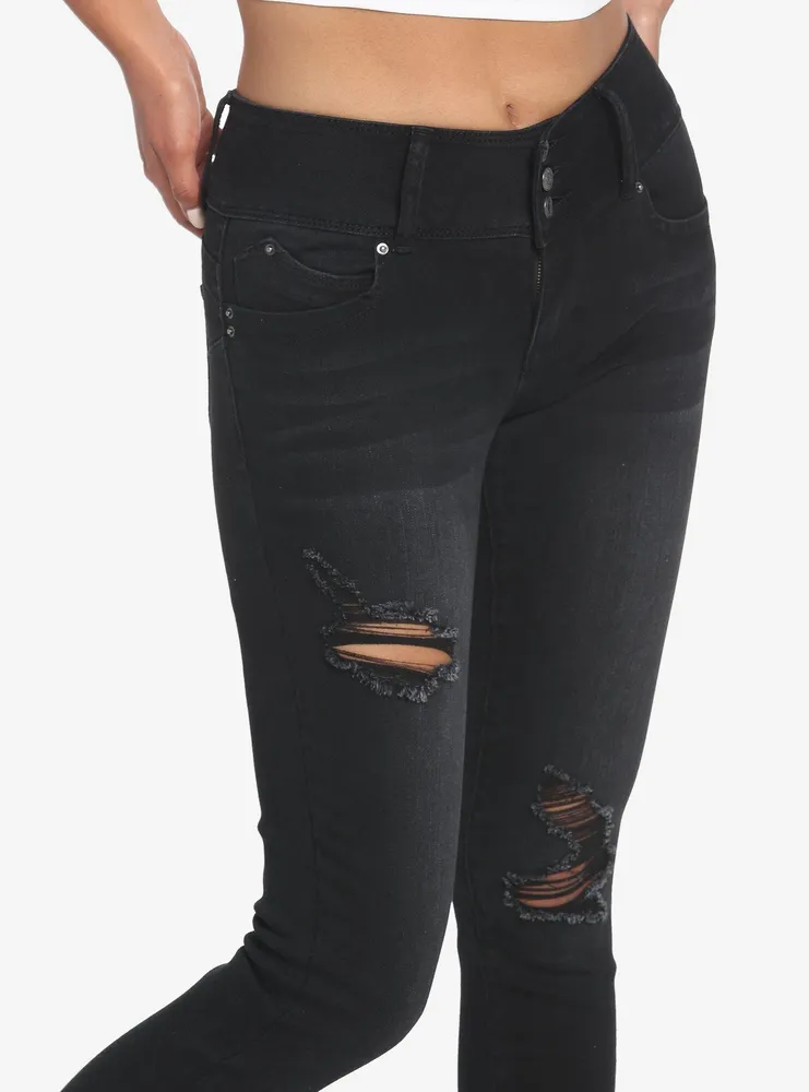 Black Destructed Super Skinny Jeans