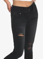 Black Destructed Super Skinny Jeans
