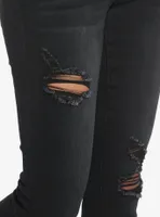 Black Destructed Super Skinny Jeans