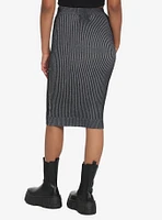 Black Ribbed Midi Skirt