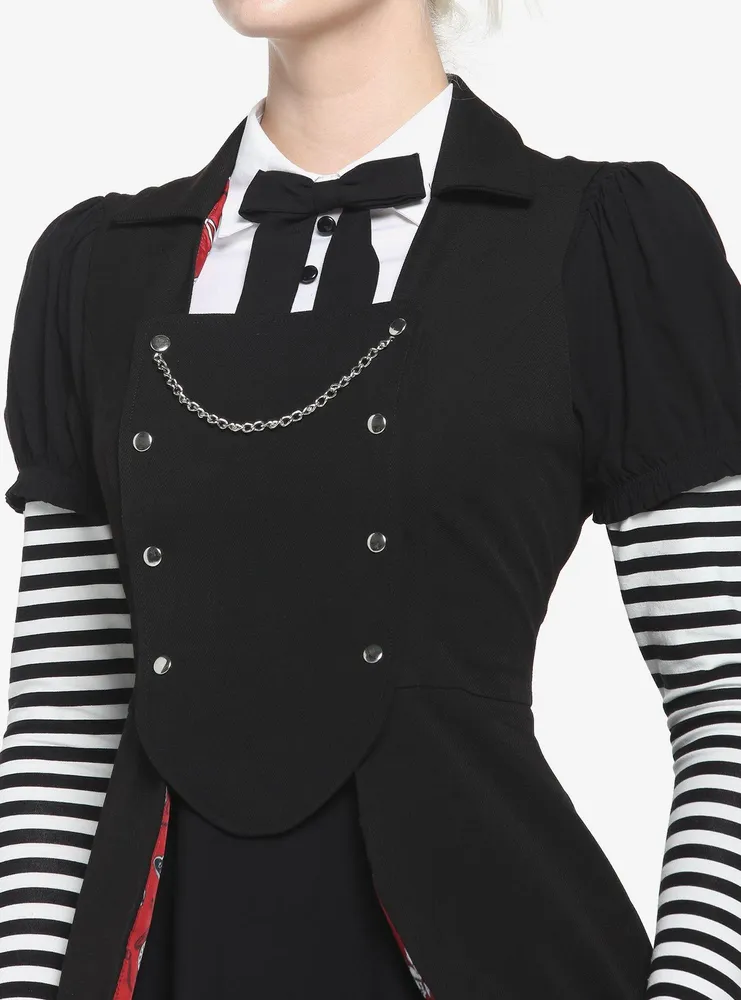 Black Rabbit Bustle Double-Breasted Girls Vest