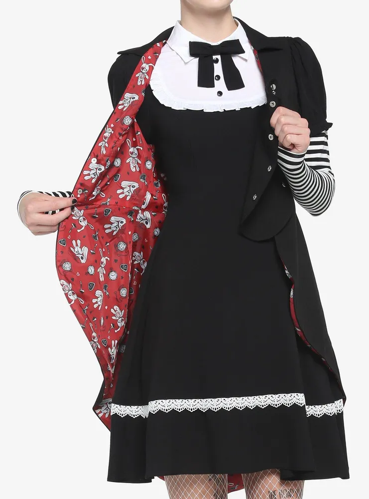 Black Rabbit Bustle Double-Breasted Girls Vest