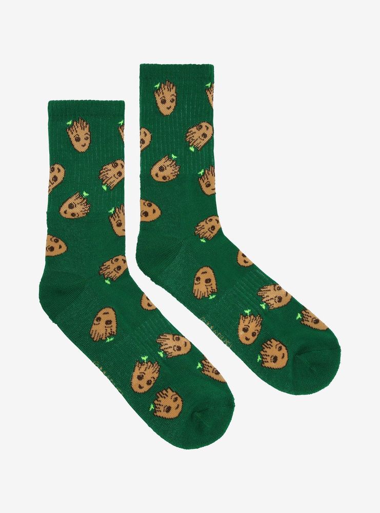 Marvel Guardians of the Galaxy Baby Groot Allover Print Crew Socks - BoxLunch Exclusive