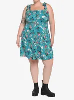 Teal Skeleton Floral Dress Plus