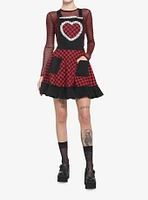 Black & Red Checkered Heart Skirtall