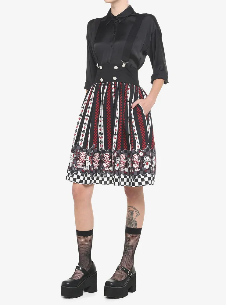 Mad Tea Party Stripe Suspender Skirt