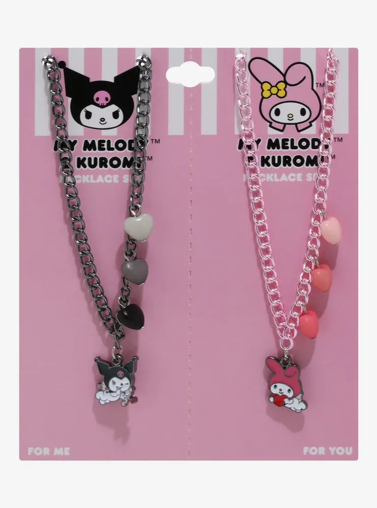 My Melody & Kuromi Cupid Heart Best Friend Necklace Set