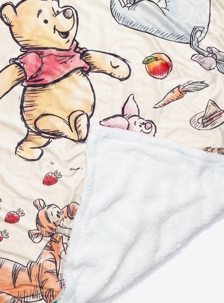 Disney Winnie the Pooh Characters & Food Watercolor Portraits Sherpa Throw - BoxLunch Exclusive