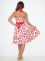 White Red Cherry Halter Dress