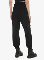 Black Chains & Tech Straps Cargo Jogger Pants