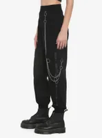 Black Chains & Tech Straps Cargo Jogger Pants