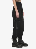 Black Chains & Tech Straps Cargo Jogger Pants