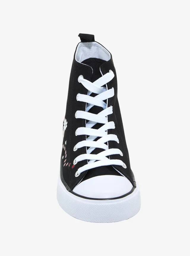 Black Cat Pink Bow Hi-Top Sneakers