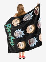 Rick And Morty Talking Heads Throw Blanket