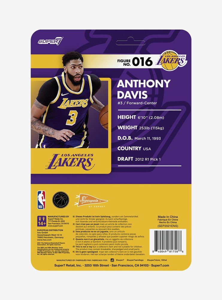 Super7 ReAction NBA Supersports Anthony Davis (Los Angeles Lakers)  Figure 