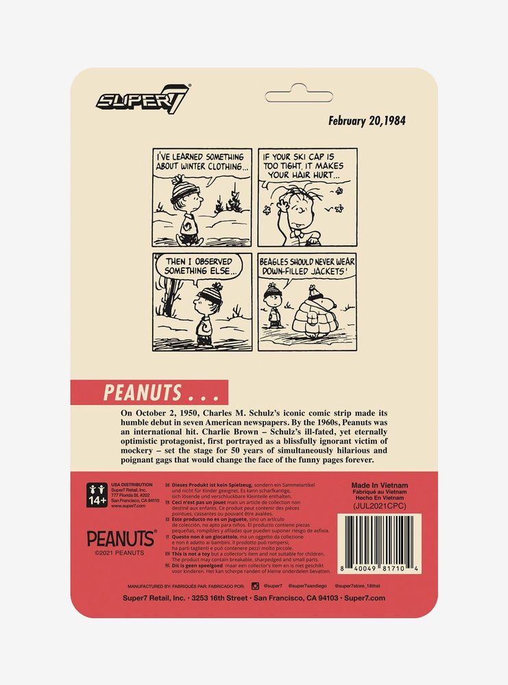Super7 ReAction Peanuts Puffy Coat Snoopy Figure 